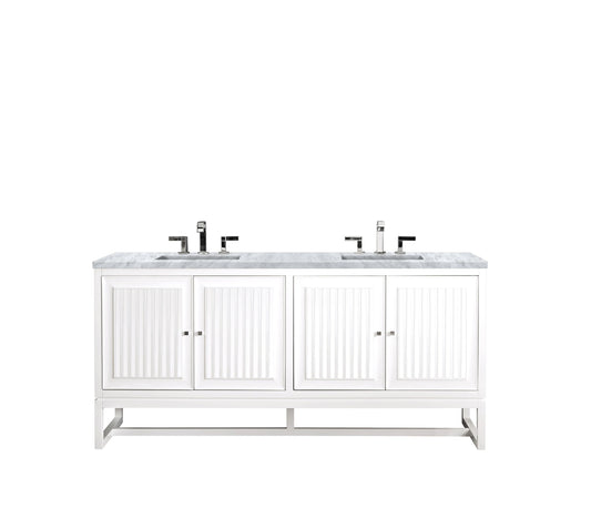 Renovate for Less Atlanta Athens 72" Double Vanity, Glossy White w/ 3 CM Carrara White Top, view 2