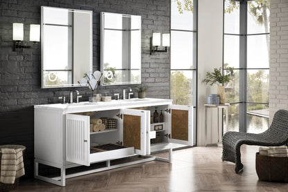 Renovate for Less Atlanta Athens 72" Double Vanity, Glossy White w/ 3 CM Carrara White Top, view 6