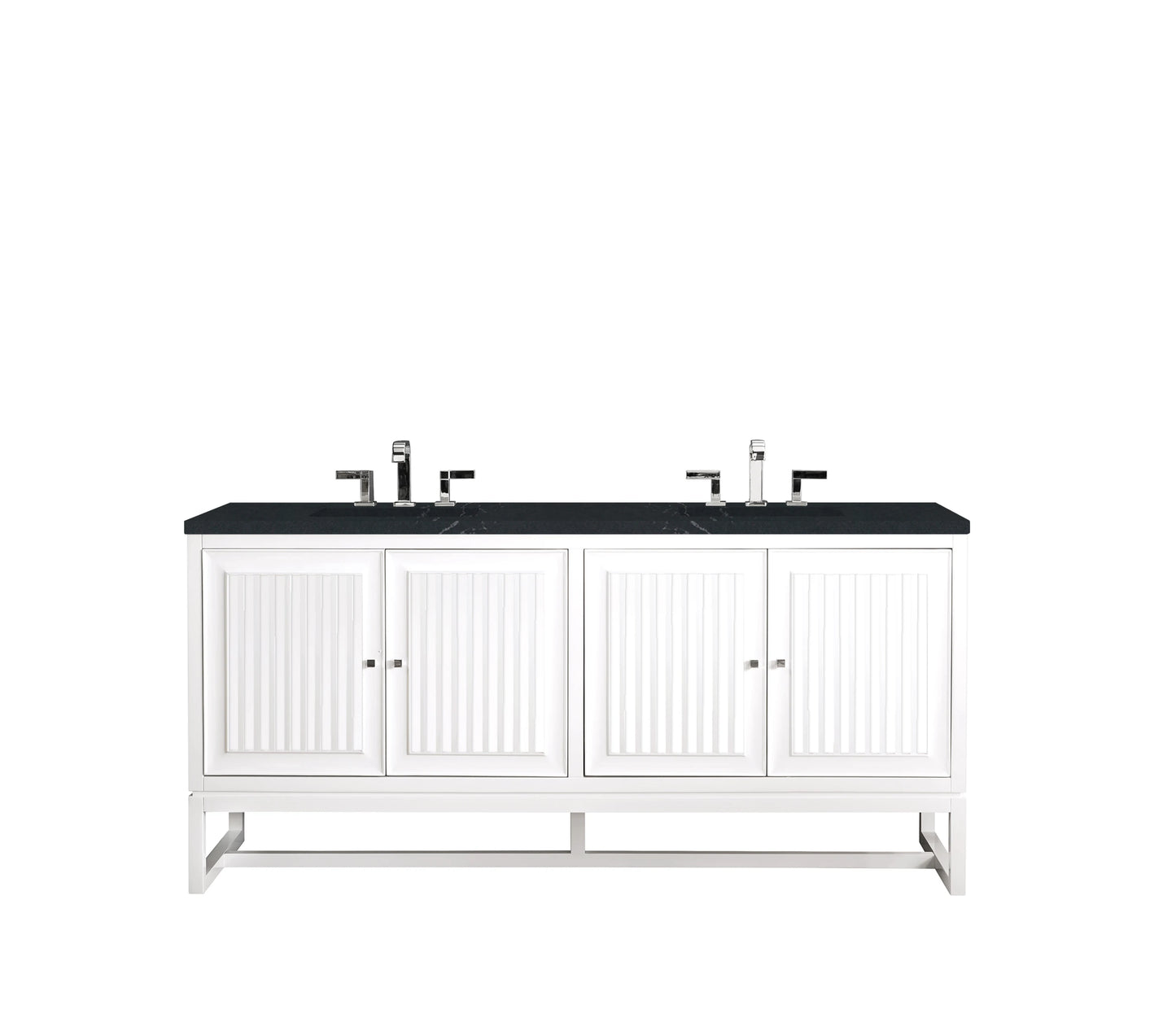 Renovate for Less Atlanta Athens 72" Double Vanity, Glossy White w/ 3 CM Charcoal Soapstone Silestone Top