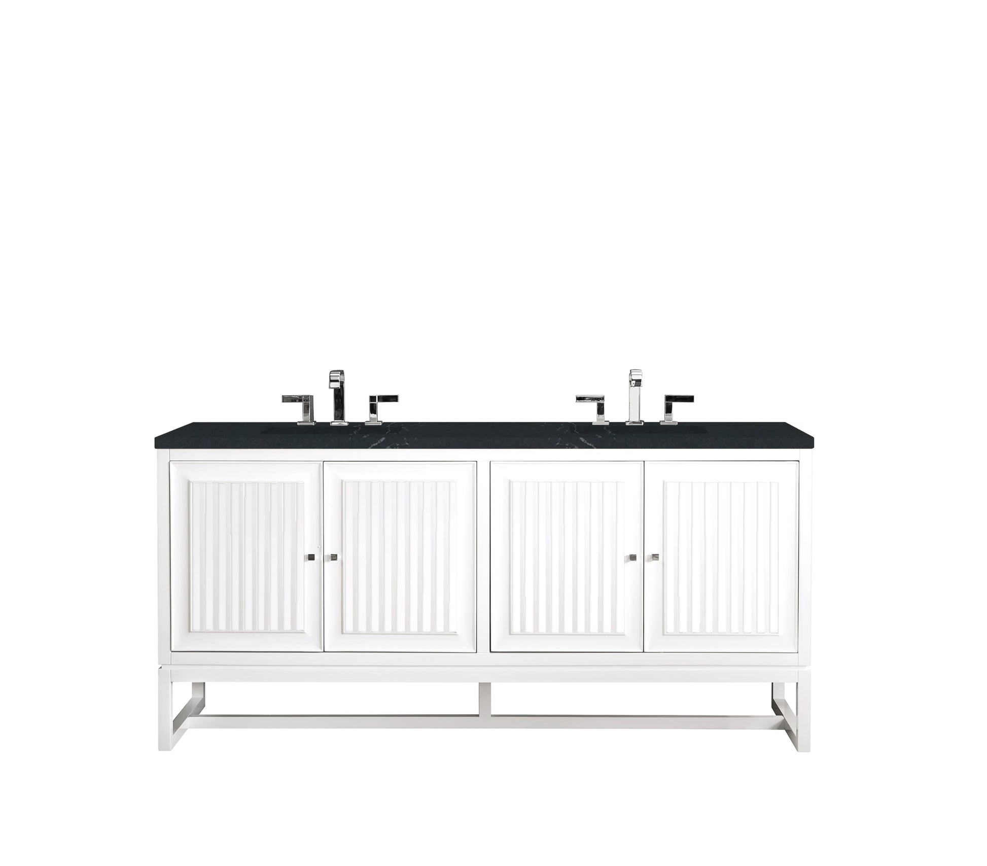 Renovate for Less Atlanta Athens 72" Double Vanity, Glossy White w/ 3 CM Charcoal Soapstone Silestone Top