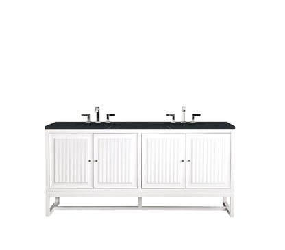 Renovate for Less Atlanta Athens 72" Double Vanity, Glossy White w/ 3 CM Charcoal Soapstone Silestone Top