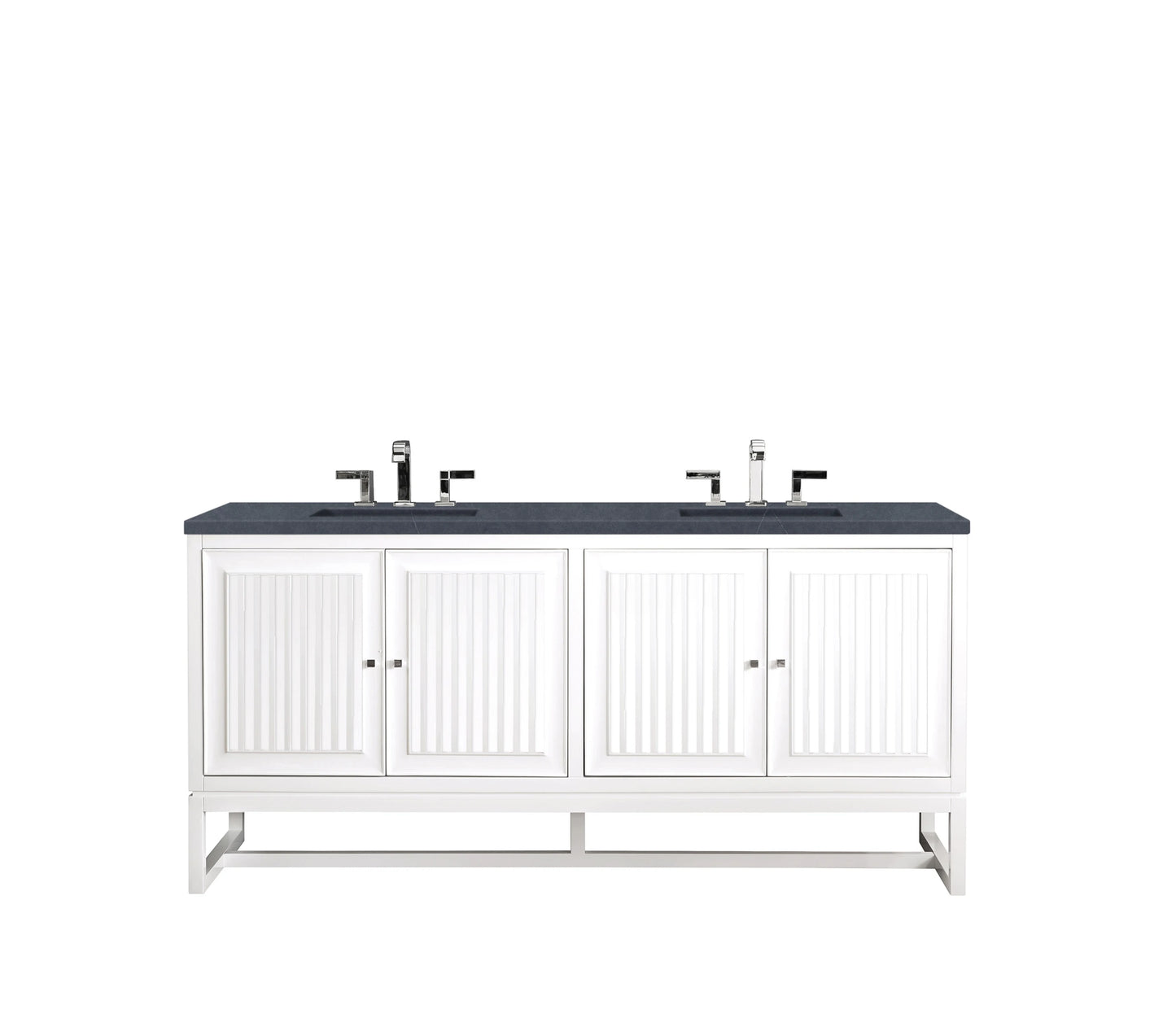 Renovate for Less Atlanta Athens 72" Double Vanity, Glossy White w/ 3 CM Charcoal Soapstone Silestone Top, view 2