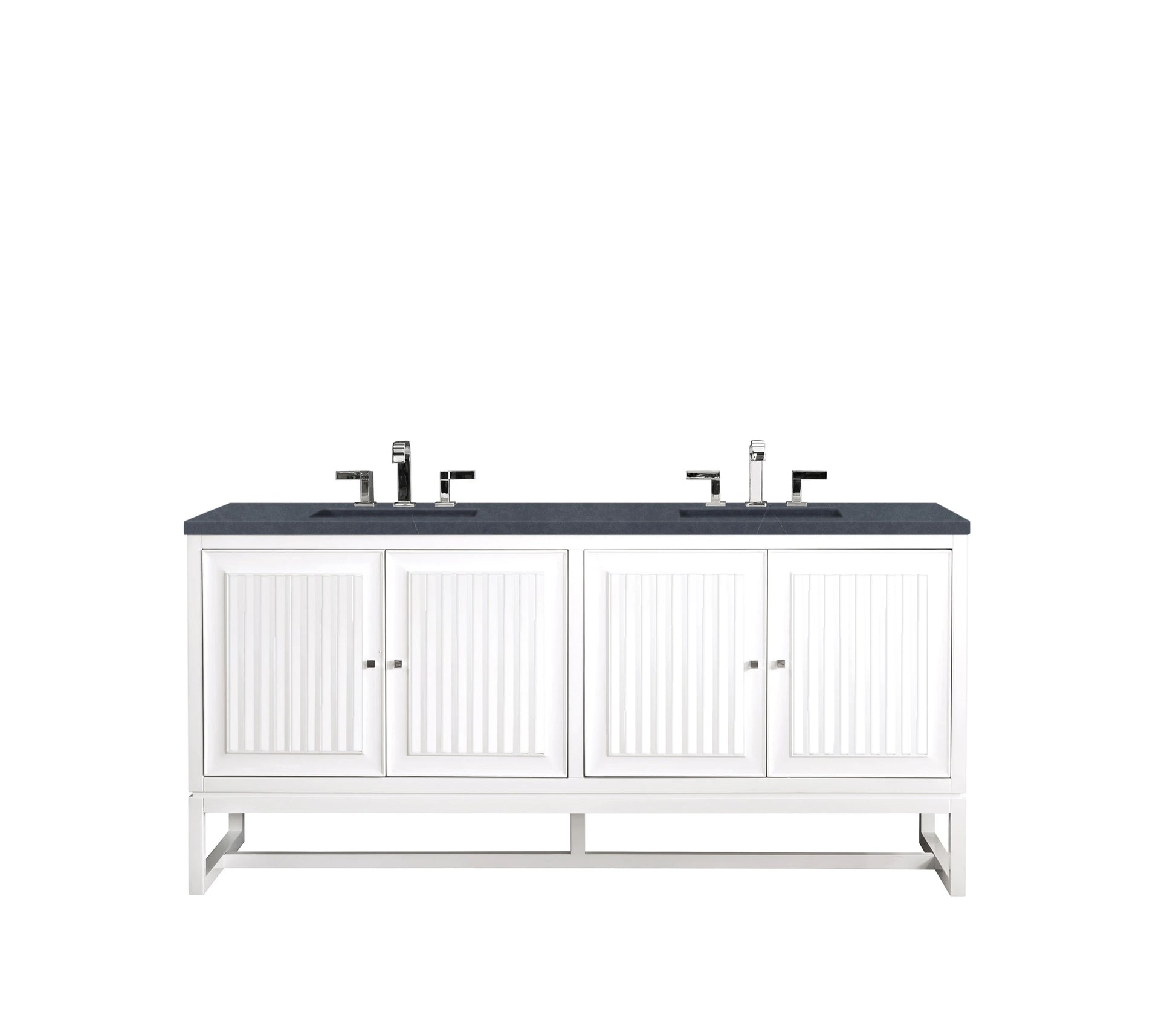 Renovate for Less Atlanta Athens 72" Double Vanity, Glossy White w/ 3 CM Charcoal Soapstone Silestone Top, view 2