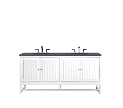 Renovate for Less Atlanta Athens 72" Double Vanity, Glossy White w/ 3 CM Charcoal Soapstone Silestone Top, view 2