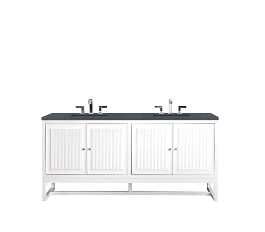 Renovate for Less Atlanta Athens 72" Double Vanity, Glossy White w/ 3 CM Charcoal Soapstone Silestone Top, view 2