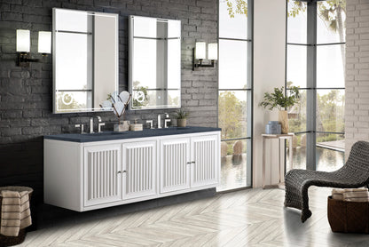 Renovate for Less Atlanta Athens 72" Double Vanity, Glossy White w/ 3 CM Charcoal Soapstone Silestone Top, view 8