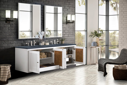 Renovate for Less Atlanta Athens 72" Double Vanity, Glossy White w/ 3 CM Charcoal Soapstone Silestone Top, view 9