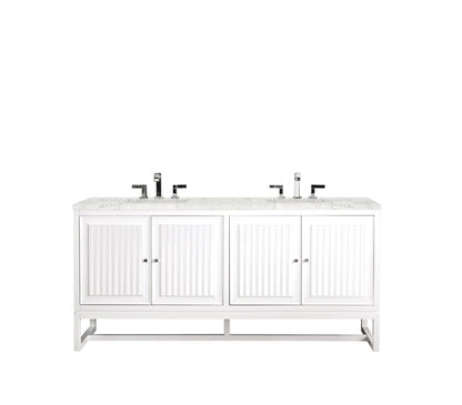 Renovate for Less Atlanta Athens 72" Double Vanity, Glossy White w/ 3 CM Eternal Jasmine Pearl Silestone Top