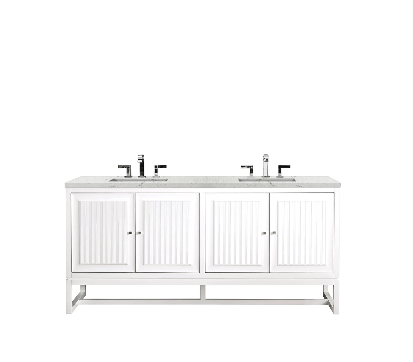 Renovate for Less Atlanta Athens 72" Double Vanity, Glossy White w/ 3 CM Eternal Jasmine Pearl Silestone Top, view 2