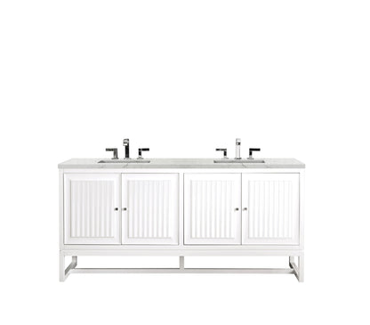 Renovate for Less Atlanta Athens 72" Double Vanity, Glossy White w/ 3 CM Eternal Jasmine Pearl Silestone Top, view 2