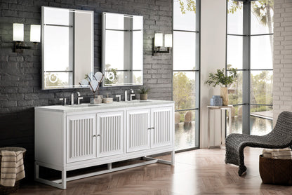 Renovate for Less Atlanta Athens 72" Double Vanity, Glossy White w/ 3 CM Eternal Jasmine Pearl Silestone Top, view 5