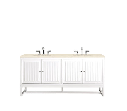 Renovate for Less Atlanta Athens 72" Double Vanity, Glossy White w/ 3 CM Eternal Marfil Top