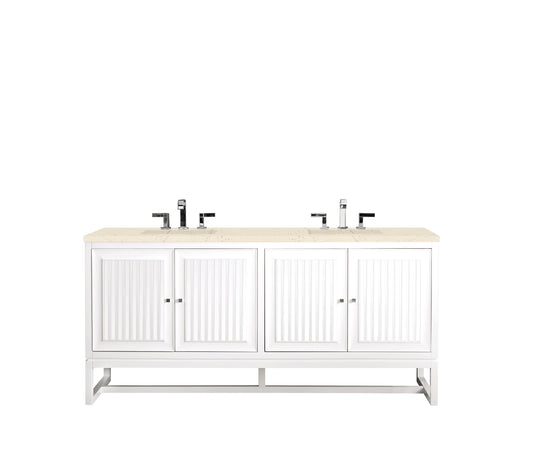 Renovate for Less Atlanta Athens 72" Double Vanity, Glossy White w/ 3 CM Eternal Marfil Top