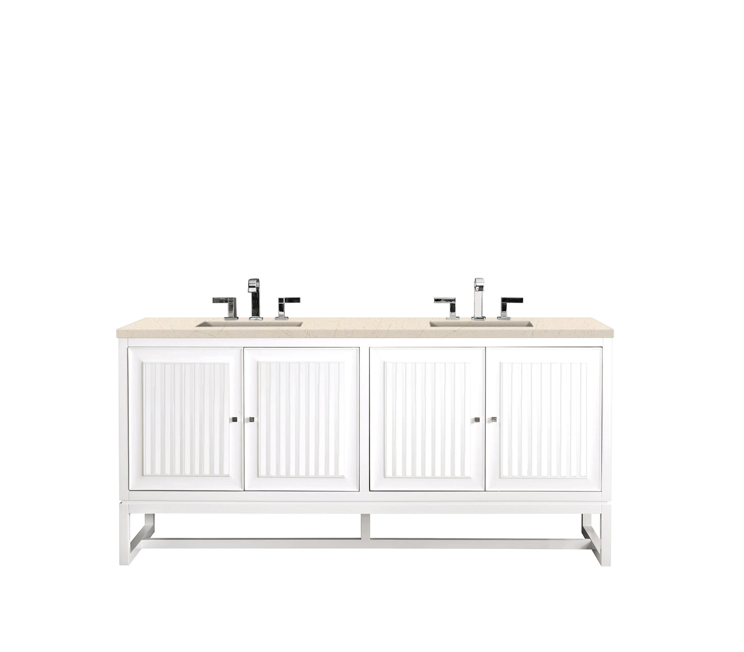 Renovate for Less Atlanta Athens 72" Double Vanity, Glossy White w/ 3 CM Eternal Marfil Top, view 2