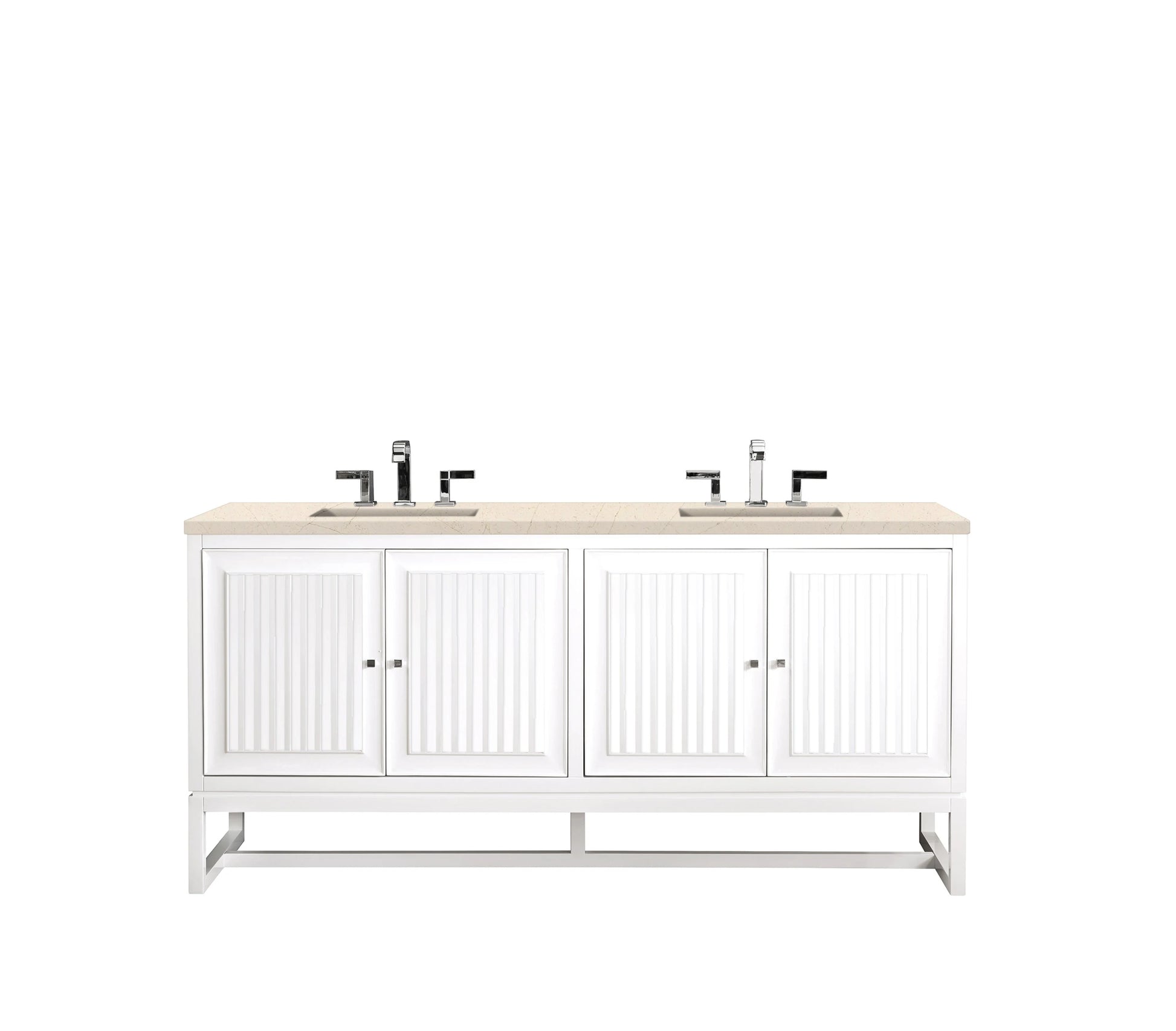 Renovate for Less Atlanta Athens 72" Double Vanity, Glossy White w/ 3 CM Eternal Marfil Top, view 2