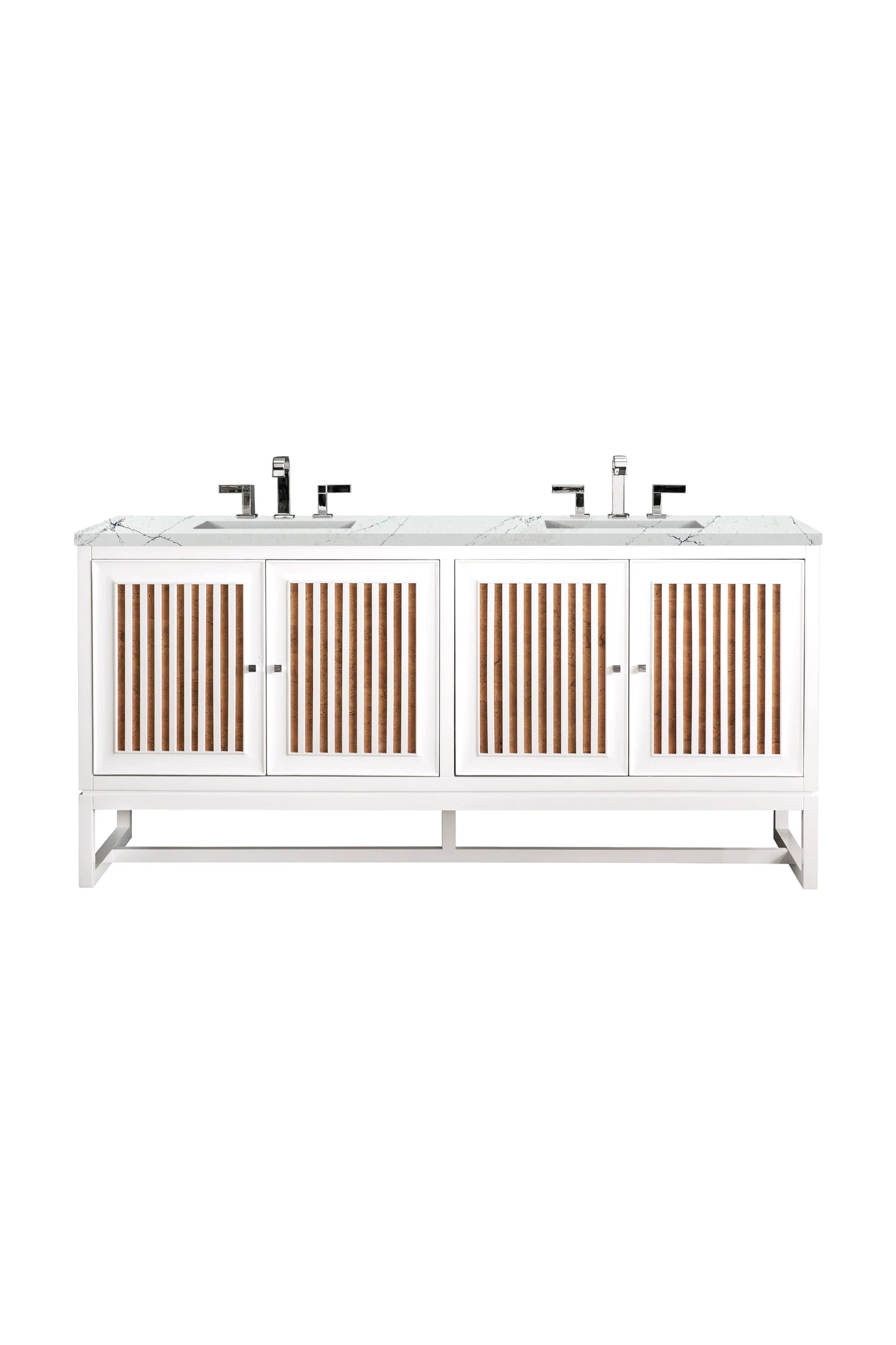 Renovate for Less Atlanta Athens 72" Double Vanity, Glossy White w/ 3 CM Ethereal Noctis Top