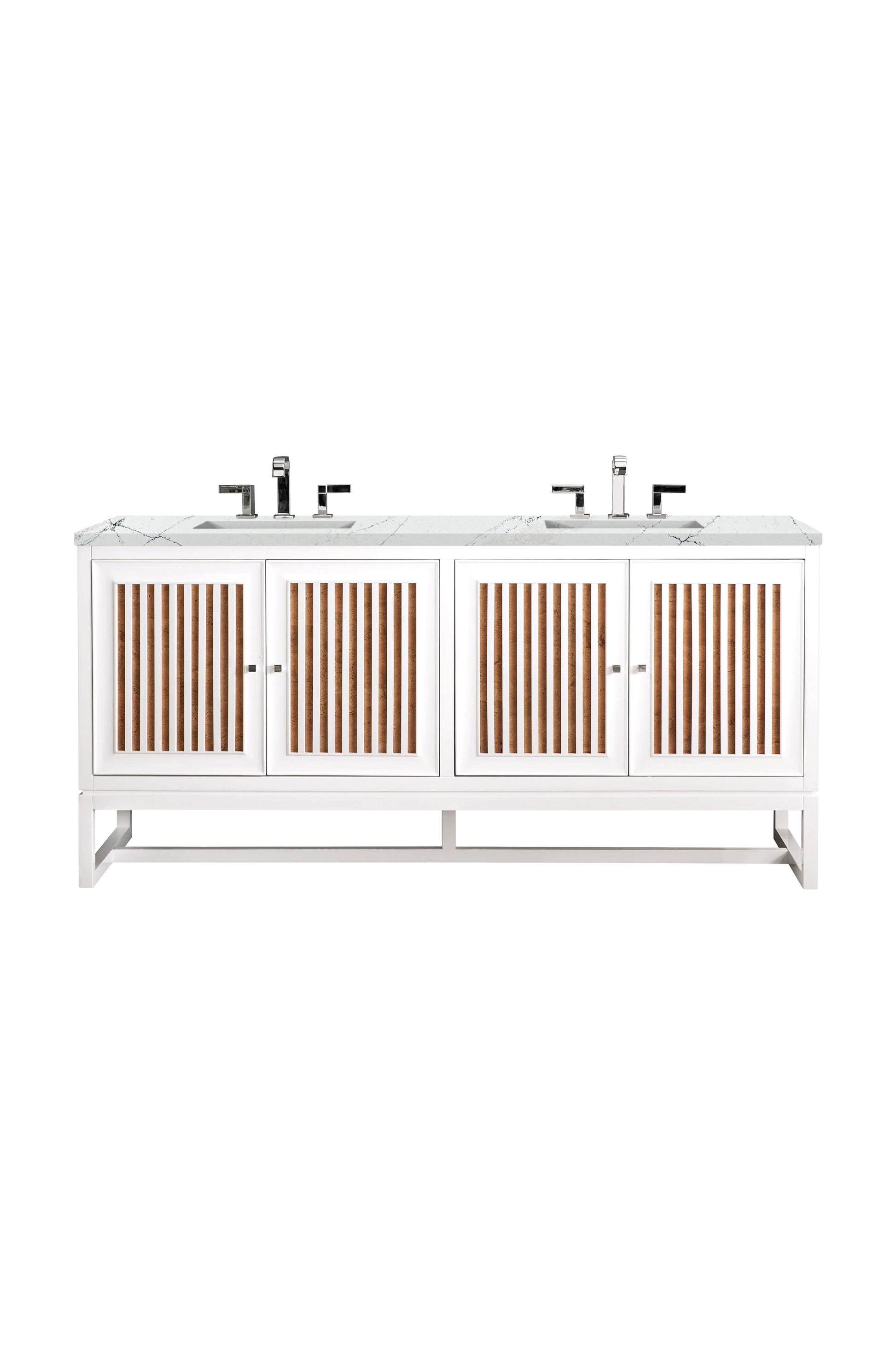 Renovate for Less Atlanta Athens 72" Double Vanity, Glossy White w/ 3 CM Ethereal Noctis Top
