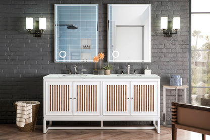 Renovate for Less Atlanta Athens 72" Double Vanity, Glossy White w/ 3 CM Ethereal Noctis Top, view 2