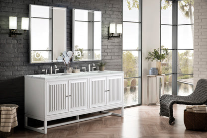 Renovate for Less Atlanta Athens 72" Double Vanity, Glossy White w/ 3 CM Ethereal Noctis Top, view 3