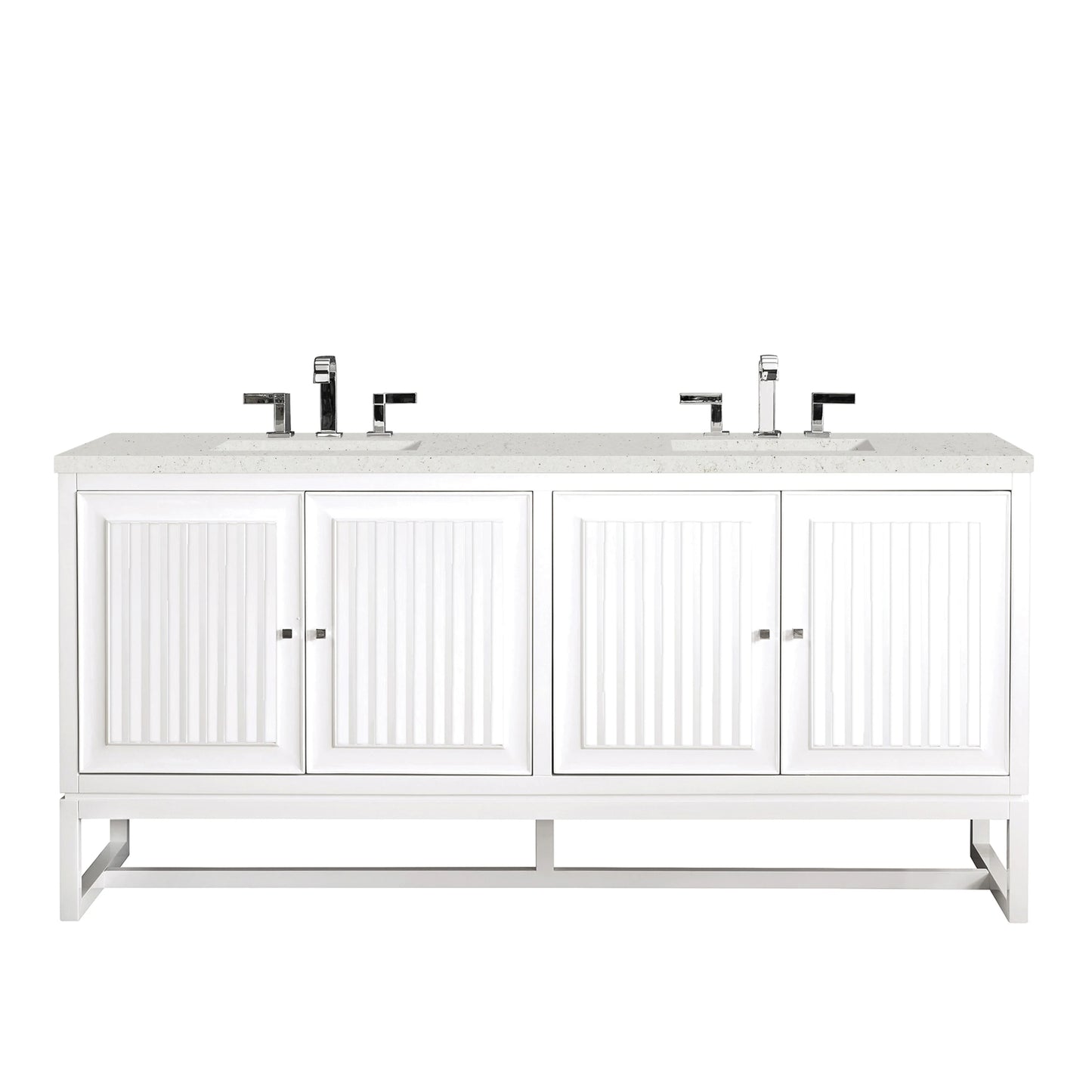 Renovate for Less Atlanta Athens 72" Double Vanity, Glossy White w/ 3 CM Lime Delight Silestone Top