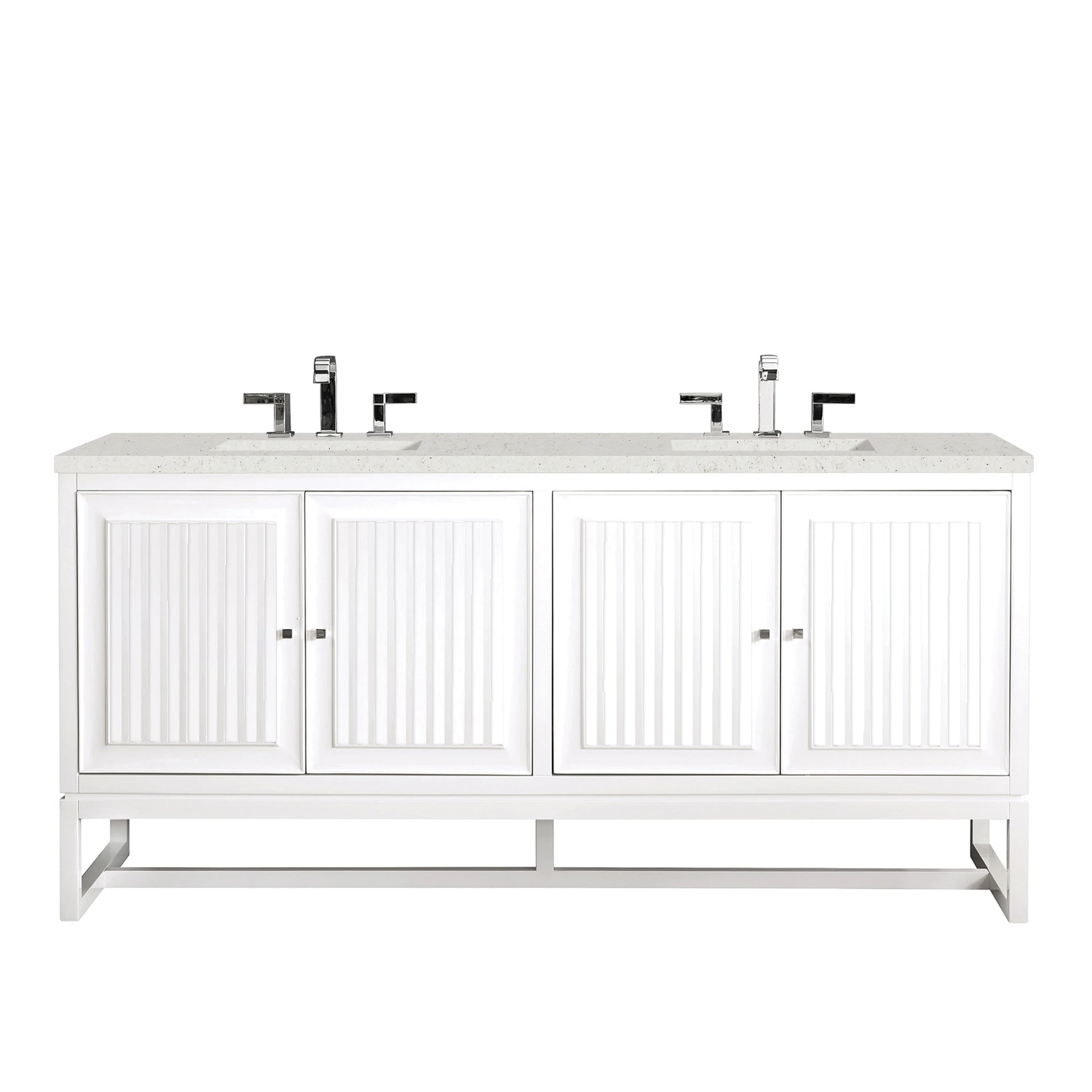 Renovate for Less Atlanta Athens 72" Double Vanity, Glossy White w/ 3 CM Lime Delight Silestone Top
