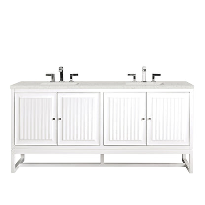 Renovate for Less Atlanta Athens 72" Double Vanity, Glossy White w/ 3 CM Lime Delight Silestone Top