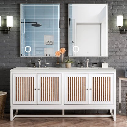 Renovate for Less Atlanta Athens 72" Double Vanity, Glossy White w/ 3 CM Lime Delight Silestone Top, view 2