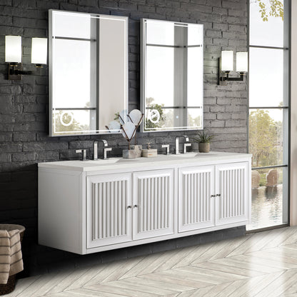 Renovate for Less Atlanta Athens 72" Double Vanity, Glossy White w/ 3 CM Lime Delight Silestone Top, view 4