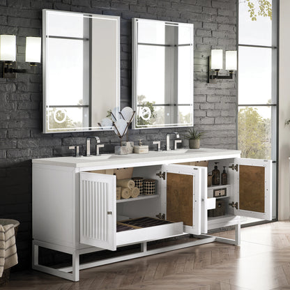 Renovate for Less Atlanta Athens 72" Double Vanity, Glossy White w/ 3 CM Lime Delight Silestone Top, view 5