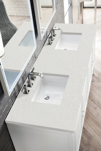 Renovate for Less Atlanta Athens 72" Double Vanity, Glossy White w/ 3 CM Lime Delight Silestone Top, view 7
