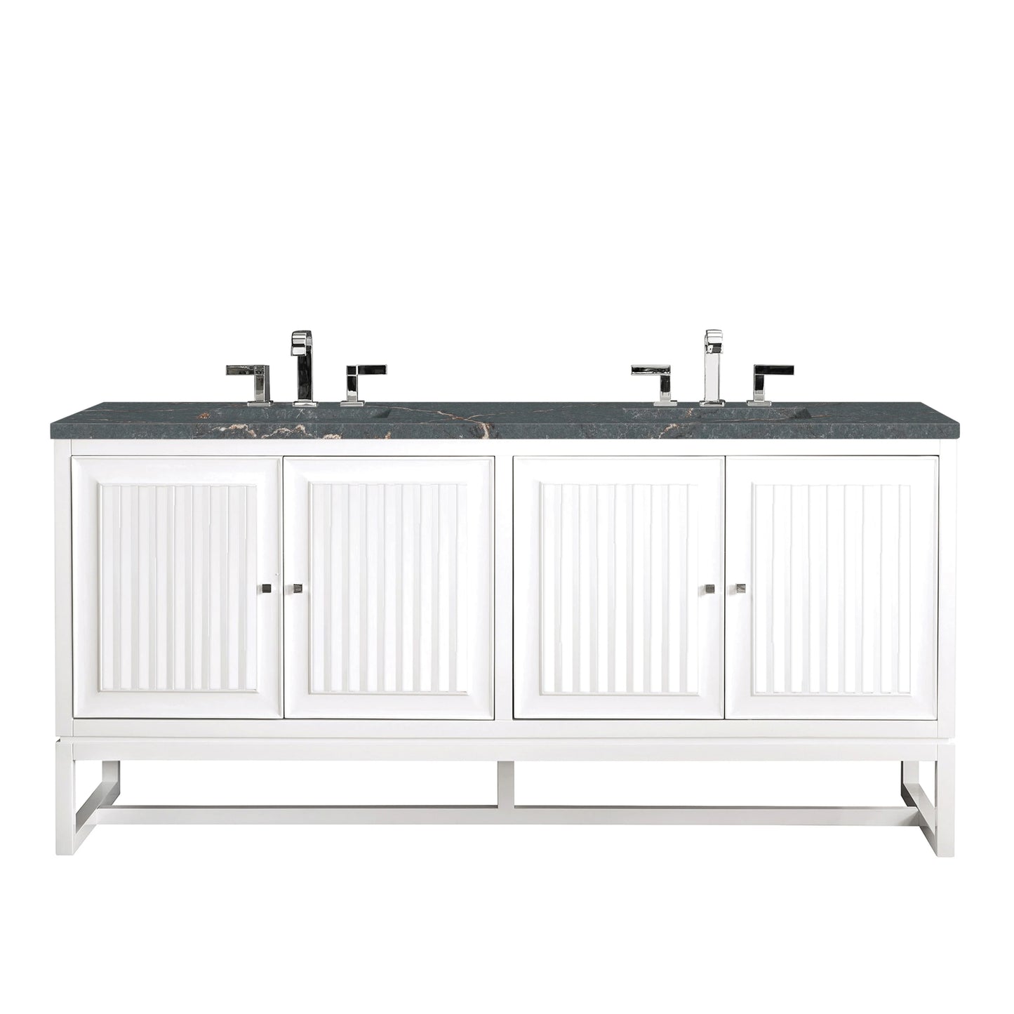 Renovate for Less Atlanta Athens 72" Double Vanity, Glossy White w/ 3 CM Parisien Bleu Silestone Top
