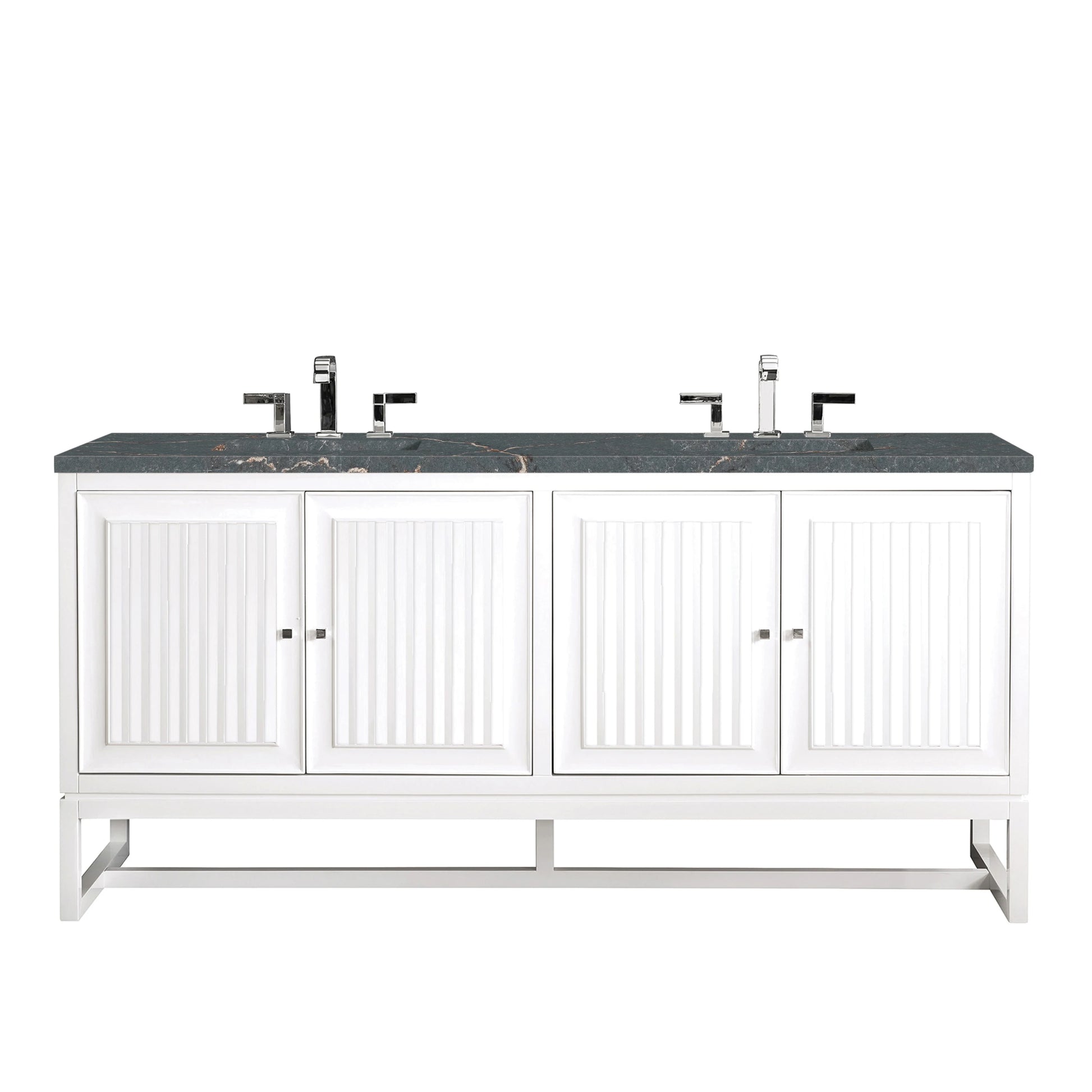 Renovate for Less Atlanta Athens 72" Double Vanity, Glossy White w/ 3 CM Parisien Bleu Silestone Top