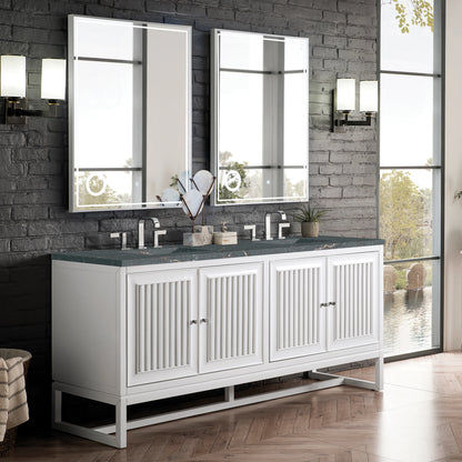 Renovate for Less Atlanta Athens 72" Double Vanity, Glossy White w/ 3 CM Parisien Bleu Silestone Top, view 3