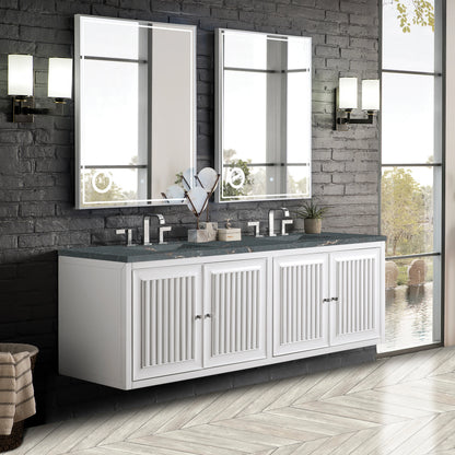 Renovate for Less Atlanta Athens 72" Double Vanity, Glossy White w/ 3 CM Parisien Bleu Silestone Top, view 4
