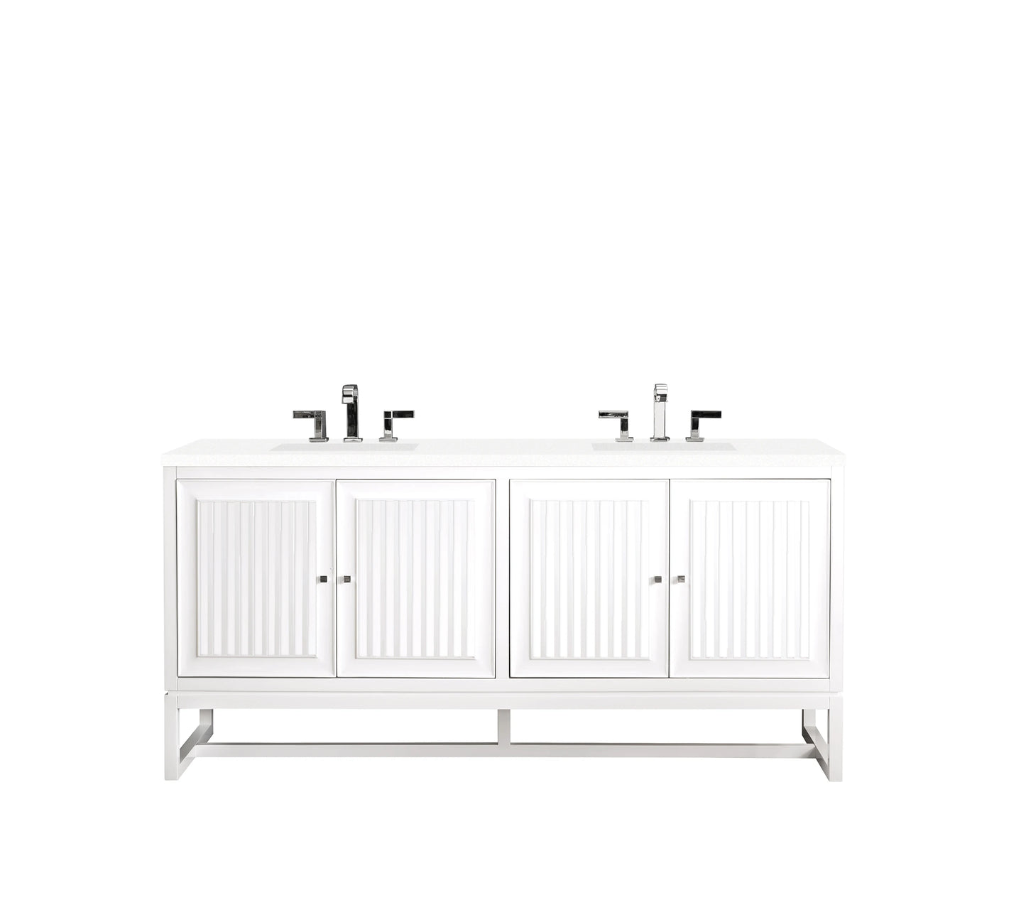 Renovate for Less Atlanta Athens 72" Double Vanity, Glossy White w/ 3 CM White Zeus Silestone Top