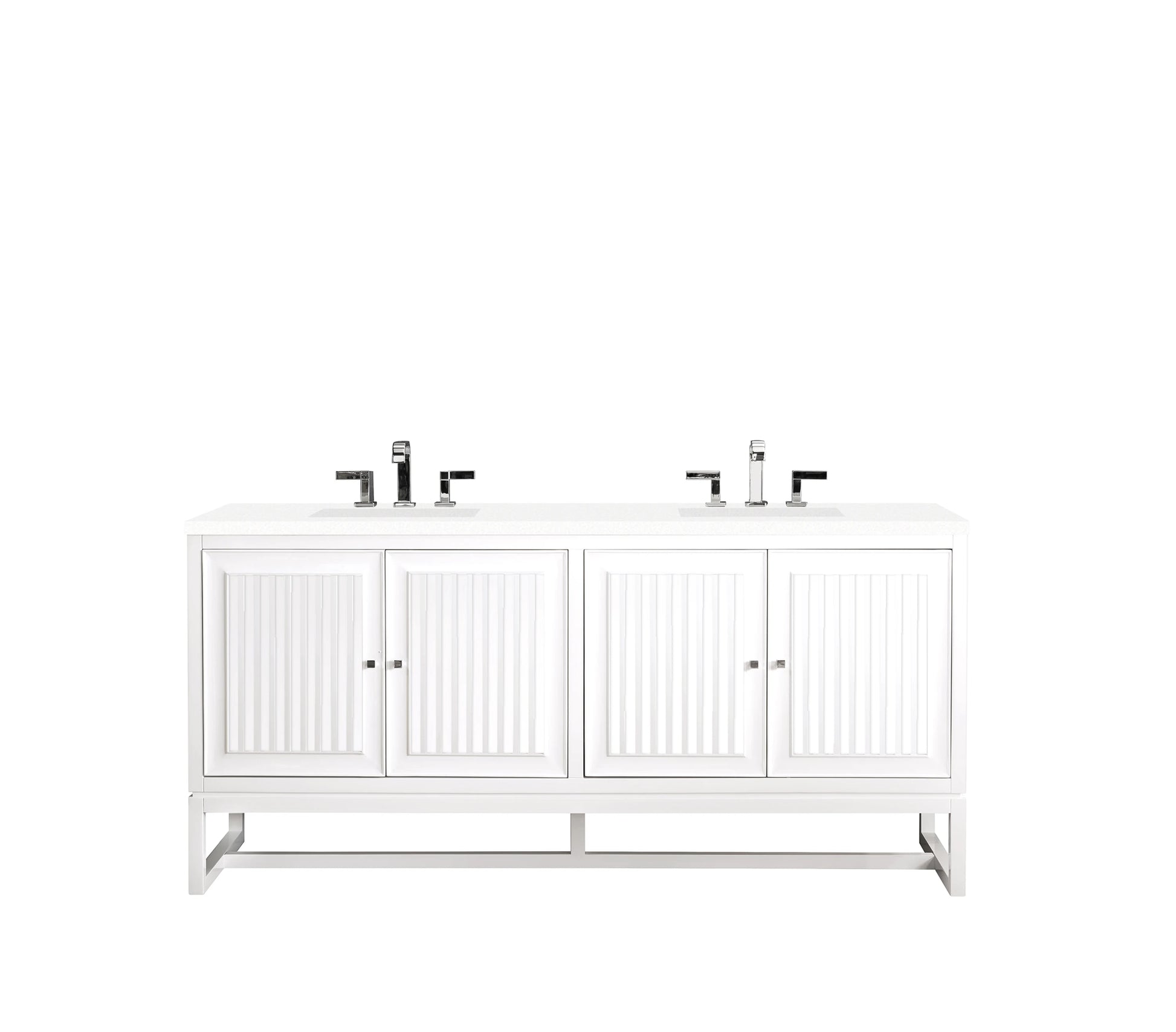 Renovate for Less Atlanta Athens 72" Double Vanity, Glossy White w/ 3 CM White Zeus Silestone Top