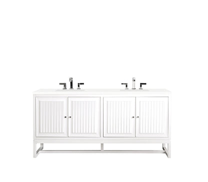 Renovate for Less Atlanta Athens 72" Double Vanity, Glossy White w/ 3 CM White Zeus Silestone Top