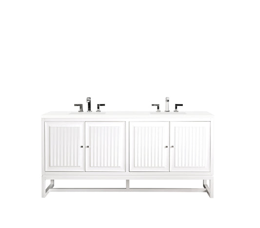 Renovate for Less Atlanta Athens 72" Double Vanity, Glossy White w/ 3 CM White Zeus Silestone Top