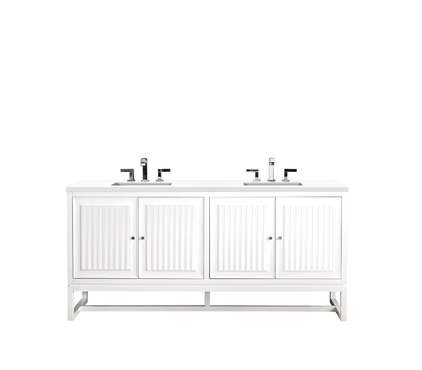 Renovate for Less Atlanta Athens 72" Double Vanity, Glossy White w/ 3 CM White Zeus Silestone Top, view 2