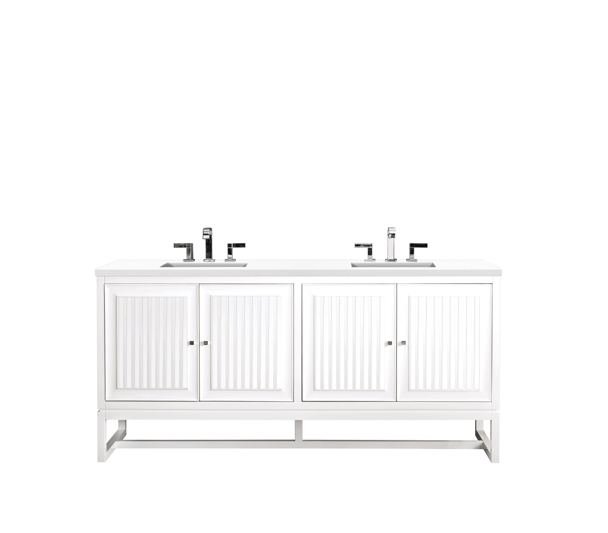 Renovate for Less Atlanta Athens 72" Double Vanity, Glossy White w/ 3 CM White Zeus Silestone Top, view 2