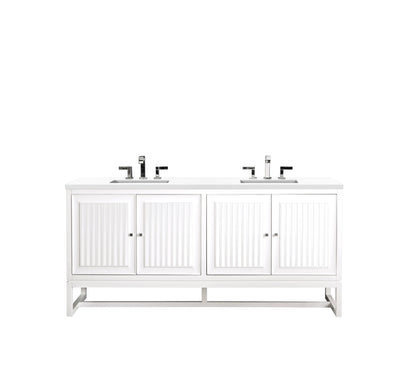 Renovate for Less Atlanta Athens 72" Double Vanity, Glossy White w/ 3 CM White Zeus Silestone Top, view 2
