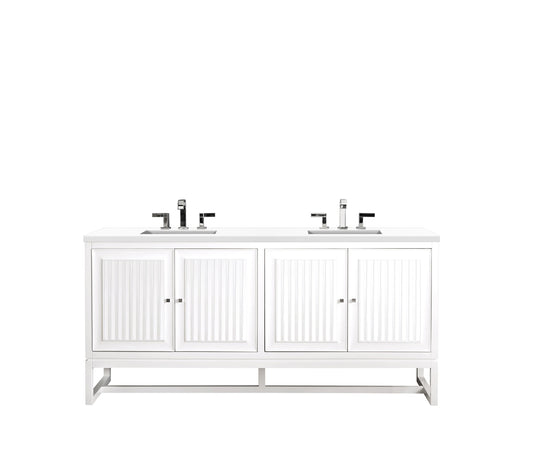 Renovate for Less Atlanta Athens 72" Double Vanity, Glossy White w/ 3 CM White Zeus Silestone Top, view 2