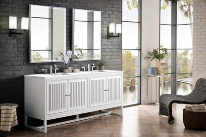 Renovate for Less Atlanta Athens 72" Double Vanity, Glossy White w/ 3 CM White Zeus Silestone Top, view 5