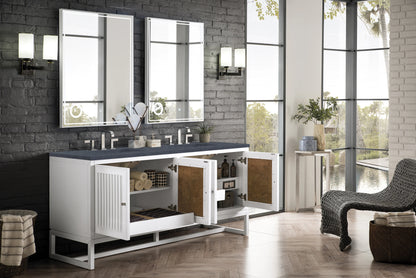 Renovate for Less Atlanta Athens 72" Double Vanity, Glossy White w/ 3 CM White Zeus Silestone Top, view 6