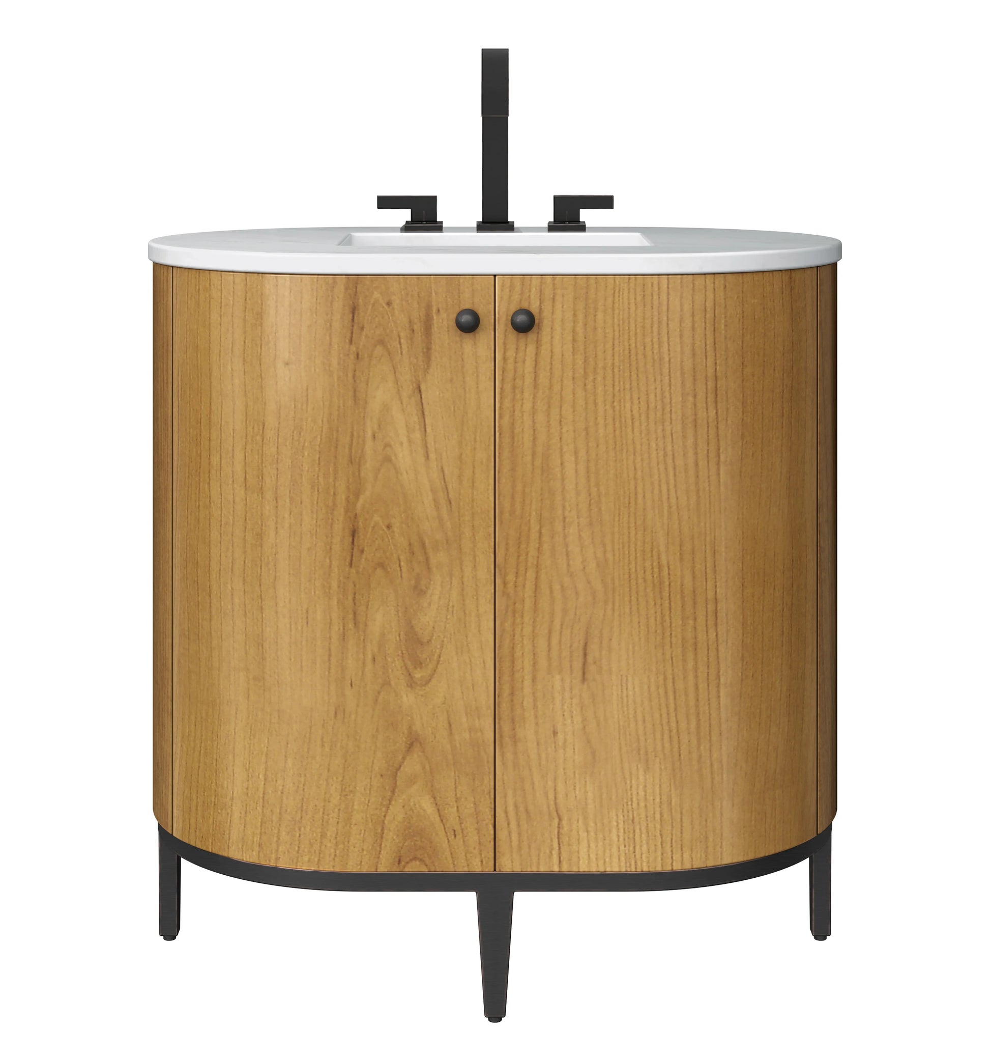 Renovate for Less Atlanta Bellamy 36" Single Vanity, Rustic Oak w/ Carrara Marble Top