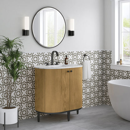 Renovate for Less Atlanta Bellamy 36" Single Vanity, Rustic Oak w/ Carrara Marble Top, view 4