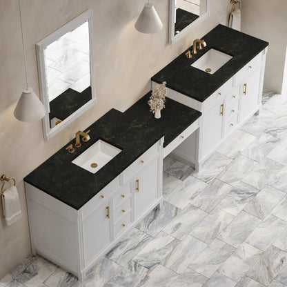 Bellshire 120" Dual Vanity Set with 24" Make-Up Counter, Bright White w/3 cm Phantome Eclos Top, view 4