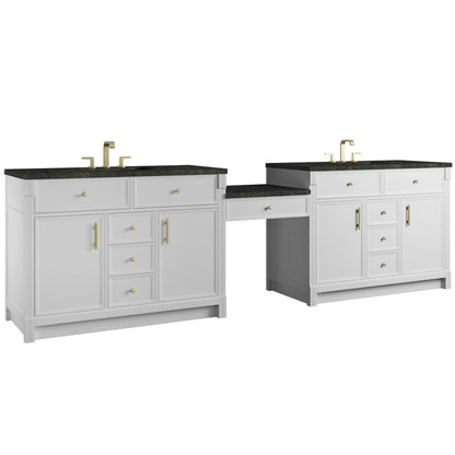 Bellshire 120" Dual Vanity Set with 24" Make-Up Counter, Bright White w/3 cm Phantome Eclos Top, view 5