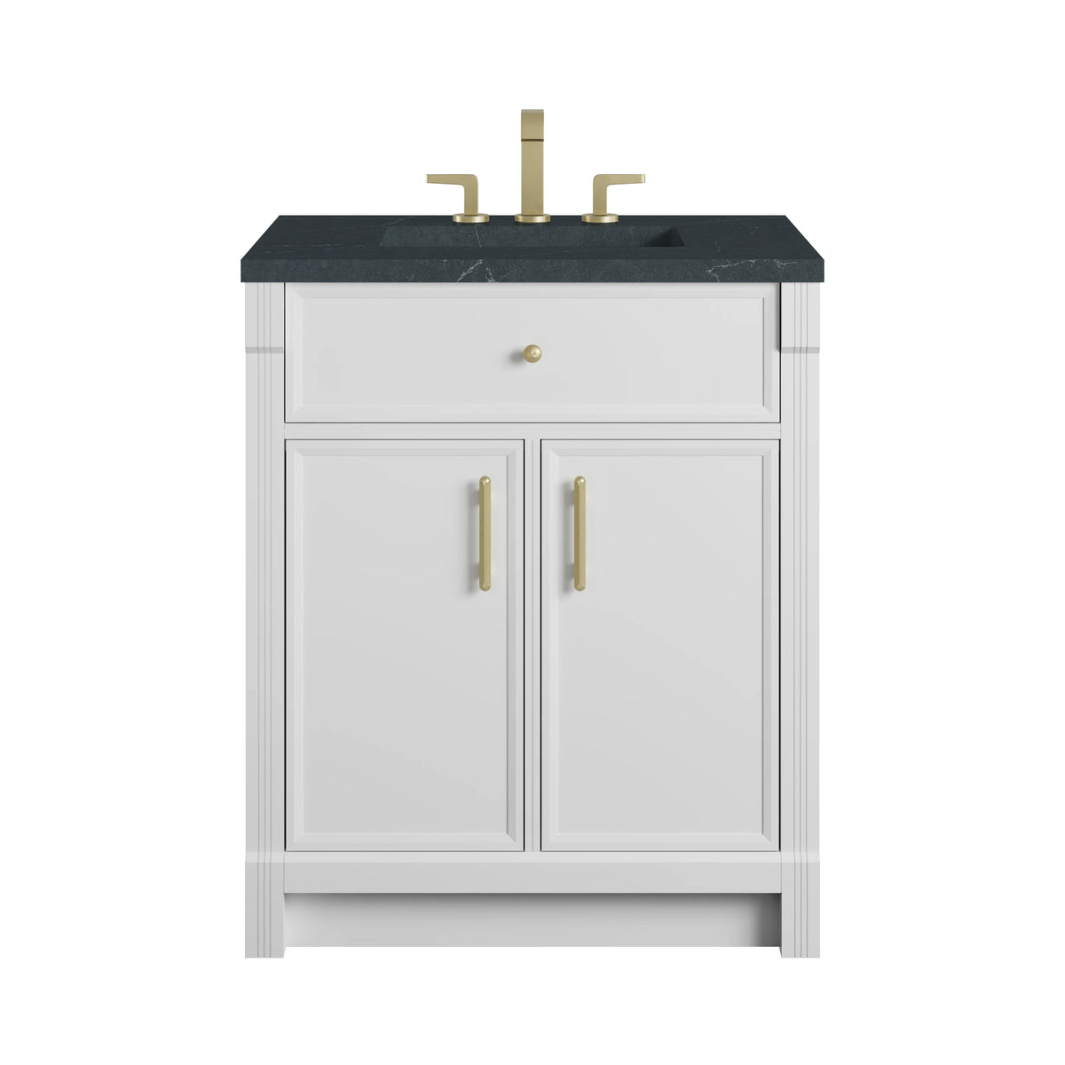 Bellshire 30" Single Vanity, Bright White w/ 3 CM Charcoal Soapstone Silestone Top