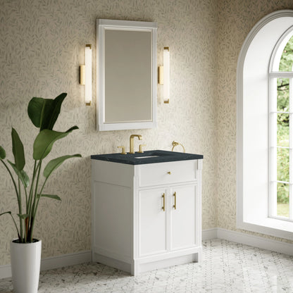 Bellshire 30" Single Vanity, Bright White w/ 3 CM Charcoal Soapstone Silestone Top, view 4